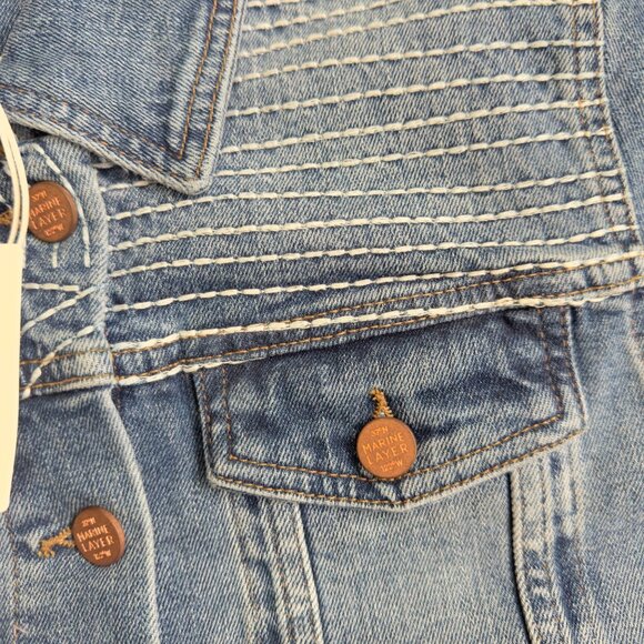 Marine Layer Eileen Embroidered Denim Jacket X-Small Light Wash Copper women new - Picture 12 of 15